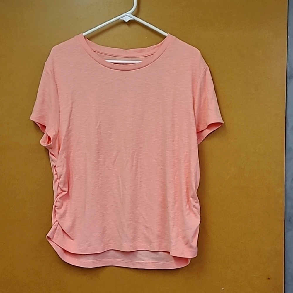 Gap Size XXL Salmon Pink Ribbed Rouched T-Shirt